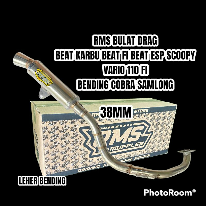 KNALPOT RMS MUFFLER BULAT DRAG BEAT KARBU BEAT FI BEAT ESP BEAT STREET SCOOPY VARIO 110 FI VARIO 110