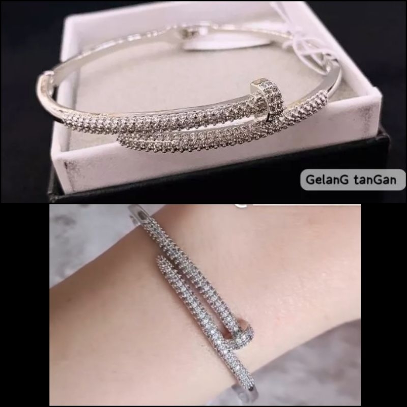 Gelang Premium Lapis emas Mirip emas asli Mata kilau Anti Karat anti alergi Model rantai Premium Quality Anti karat anti alergi Gelang Zircone gelang Zircon Gs-AT007