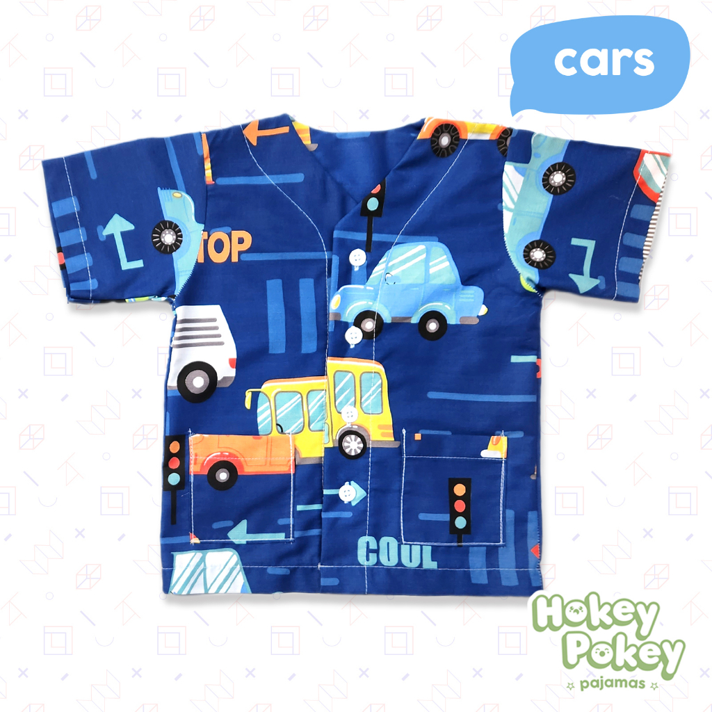 Setelan Baju Tidur Piyama Anak Laki Laki Tanpa Kerah Motif Cars