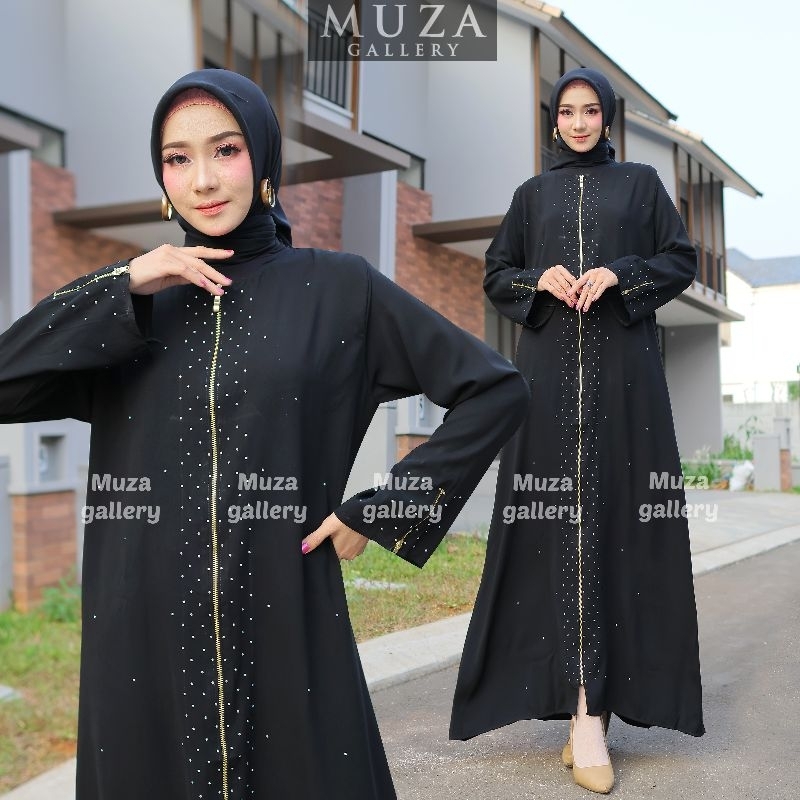 MUZA ABAYA HITAM ZIPER MATA