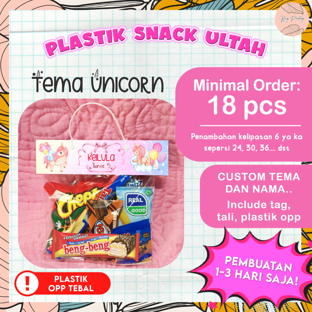 

SNACK TAG ULANG TAHUN UNICORN / PLASTIK SNACK LABEL ULTAH UNICORN