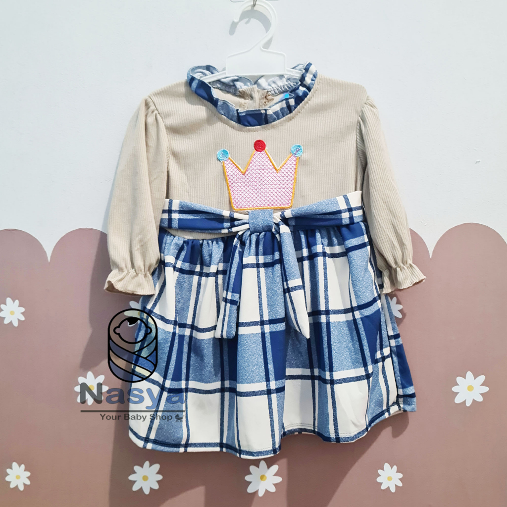 [KK-037] Dress lengan panjang Bahan Katun Anak Perempuan (6-18 bulan)