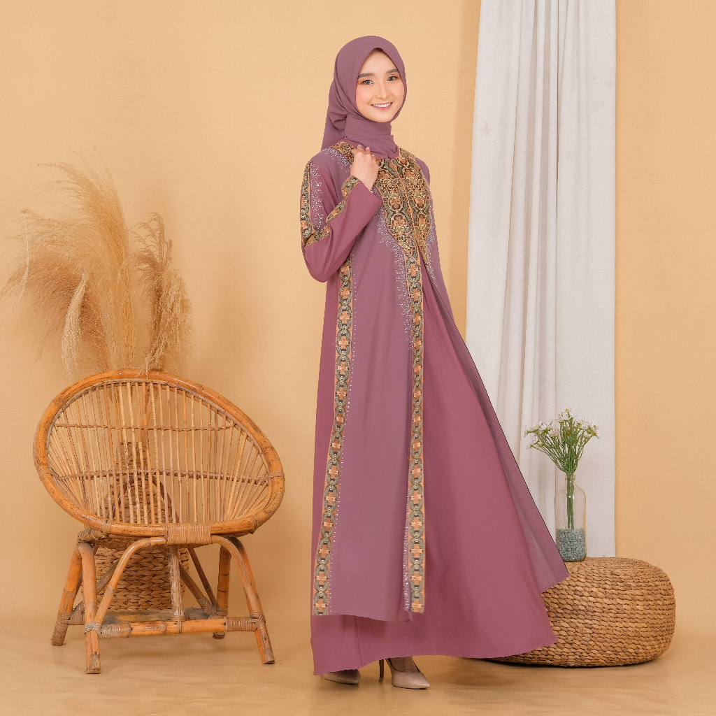 Abiyyuco TA8015V2 | Gamis Abaya Turkey Sage, Army, dan Lavender Turki Resleting Depan Busui  Seragaman  Bonus masker, Turky Jumbo LD 125