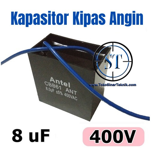 Capacitor 8/400V AC Kotak Kapasitor Kipas Angin 8uF 400VAC Kotak Segi 4 Listrik