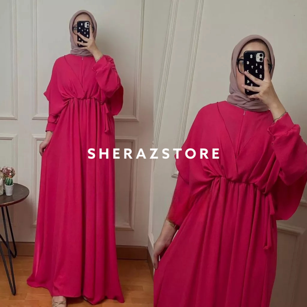 SASKIA GOWN S M L XL XXL XXXL 5L Gamis Dress Wanita Jumbo Ld 120 130 140 Bahan Airflow Crinkle Terbaru 2023