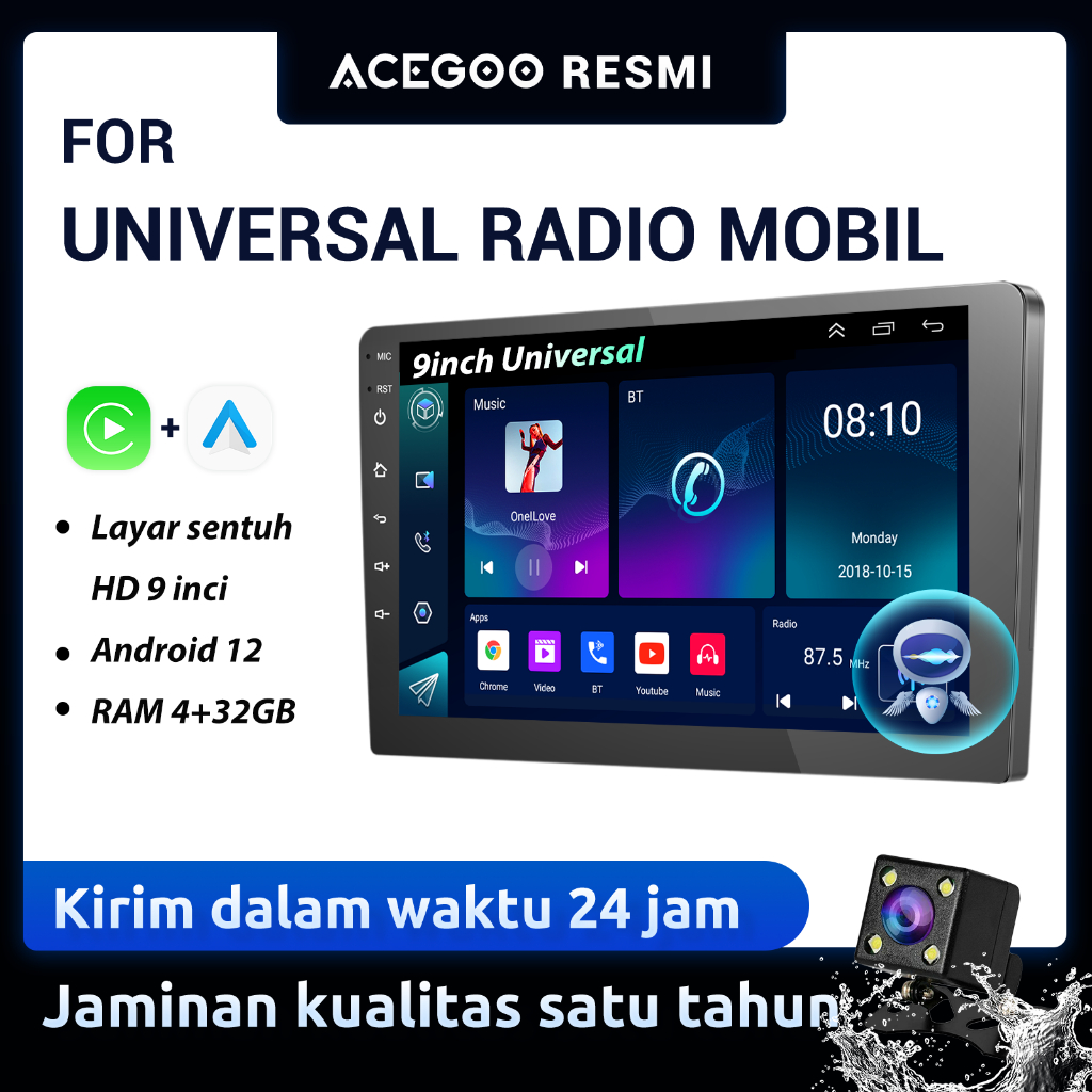 ESSGOO Head Unit Android 13 7/9/10 inci 4+32GB Double Din IPS Screen Wifi Wireless Carplay MirrorLink GPS Navigas Mobil Radio Multimedia Player Untuk TOYOTA Daihatsu Mitsubishi HONDA SUZUKI Hyundai NISSAN Avanza Pioneer Brio Orca Calya Ayla