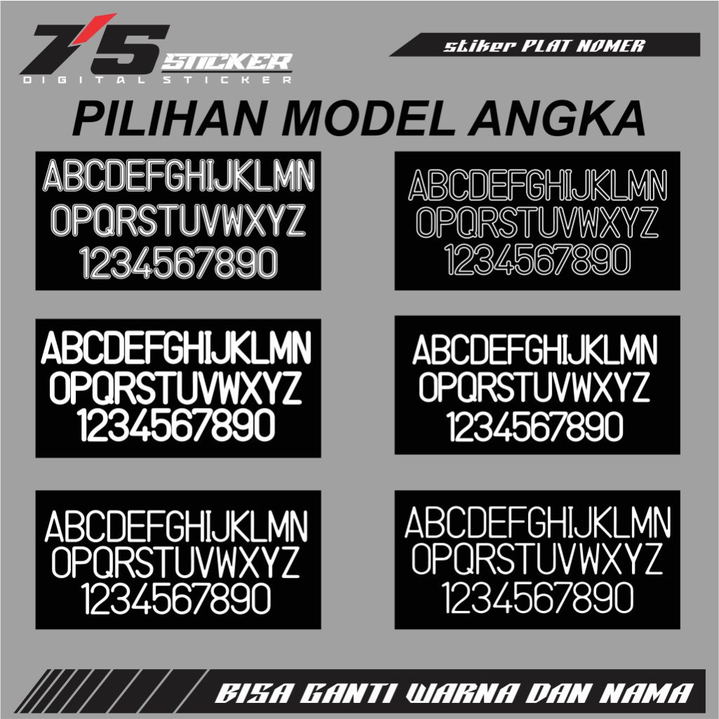 [BIJIAN] STICKER ANGKA/HURUF PLAT NOMOR MOTOR DAN MOBIL  BARU DAN LAMA
