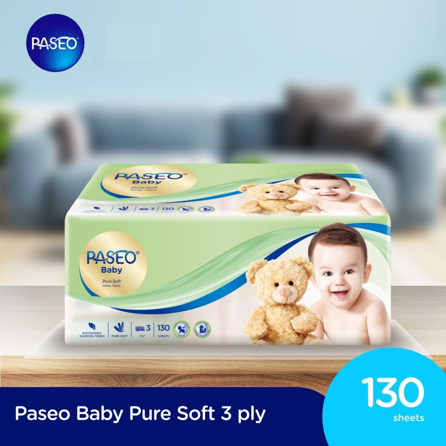 Tisu Bayi 130 Sheets 3ply / Tissue Paseo Baby Soft Pack 130 Sheet 3 ply lembut serat alami