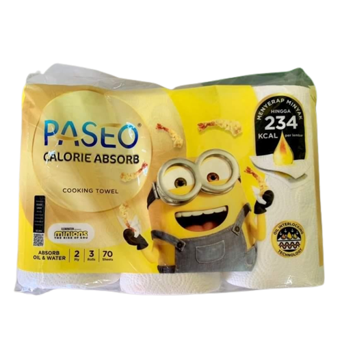 Tisu Dapur Paseo 70 Sheets isi 3 Roll Rol / Tissue Minions Calorie Absorbs Cooking Towel 70s sheet daya serap tinggi