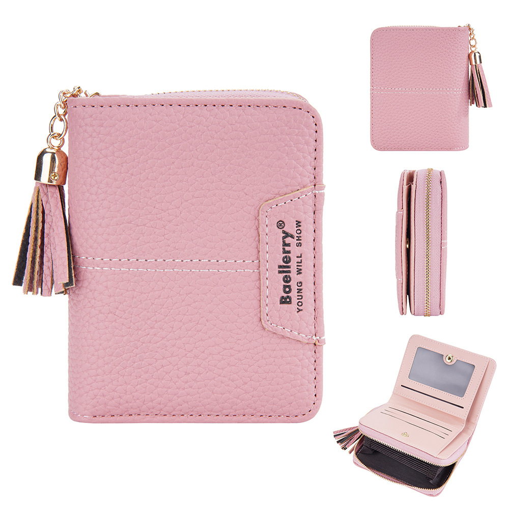 DOMPET LIPAT WANITA BRANDED BAELLERRY ORIGINAL REMAJA SIMPLE BATAM MURAH KULIT PINK LUCU KAIDA IMPORT RESLETING KOIN PENDEK MINI SLOT KARTU CEWEK KOREA KEKINIAN PREMIUM KECIL WA718P3