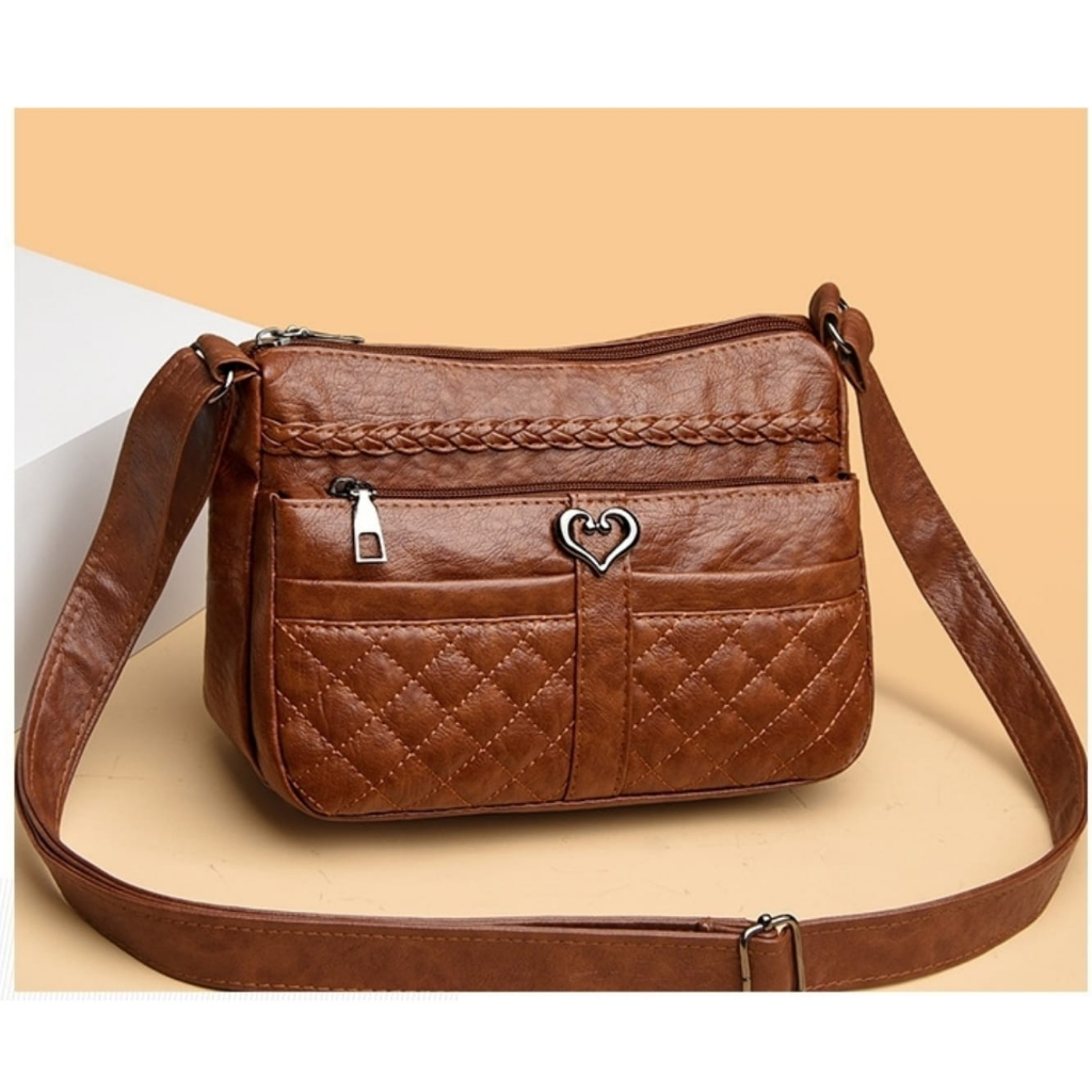 TAS SELEMPANG WANITA DAMARIS TA818B7 SLING BAG KOREA SHOULDER BAHU CEWEK BRANDED FASHION CASUAL TERBARU BATAM IMPORT PREMIUM KEKINIAN REMAJA KULIT COKLAT MURAH SIMPLE