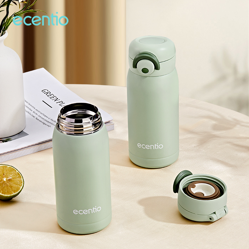 ecentio &amp; FOODI botol minum termos mini termos air panas anak 320ml Hijau/merah muda/stainless steel 304 botol air kecil minum