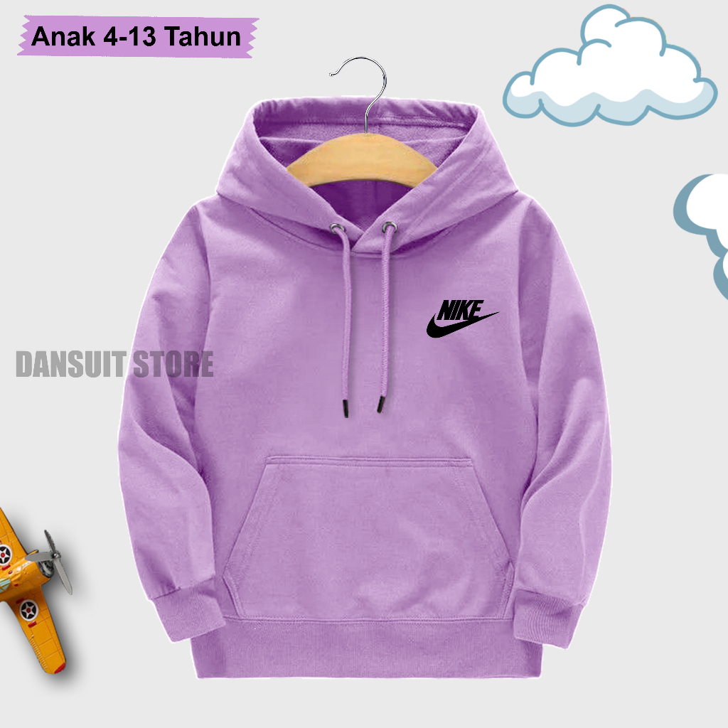 Sweater Hoodie Anak Laki-laki/Perempuan Usia 4-13 Tahun Motif Sablon Logo Bahan Tebal Premium Warna Pastel