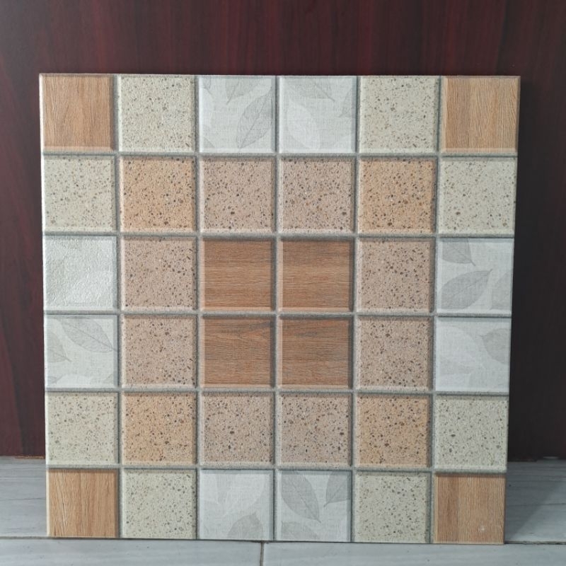 keramik lantai garasi / keramik lantai teras / keramik kasar / keramik mulia 40x40 LEAF CREAM