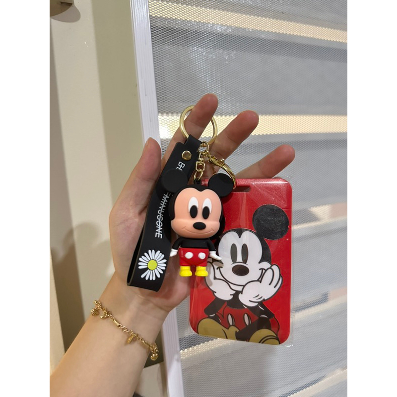 GL Gantungan Tas Karakter + Card Holder  / Gantungan Kunci Kartu Mickey Mouse Minnie Mouse Lucu / Gantungan Terbaru 2023