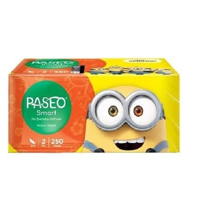 Tisu Wajah 250 Sheets 2 ply sheet / Tissue Paseo Facial Minions Series Soft Pack 2ply lembut