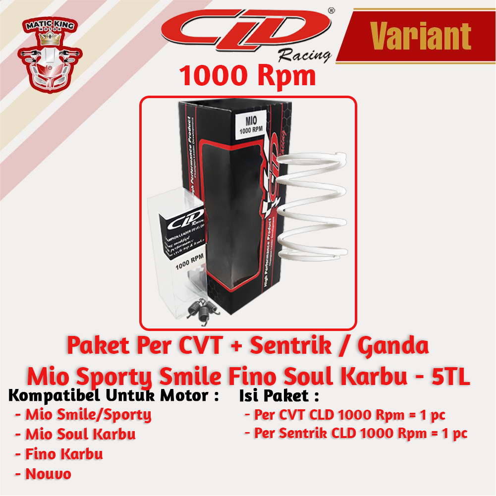 Paket Per CVT Sentrik Ganda Racing Yamaha Mio Sporty Smile J Soul GT M3 S Z Fazzio Lexi X Ride Fino Freego 110/115/125 CLD 1000/1500 RPM