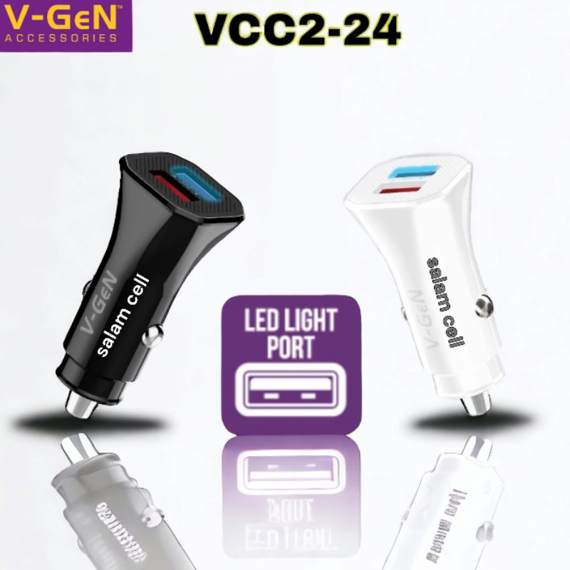 Charger Mobil V-Gen VCC-24 3,4A Car Charger DC 12V &amp; 24V Original Vgen Garansi Resmi