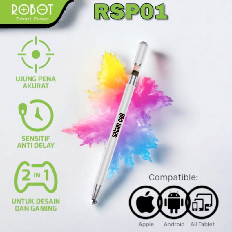 Stylus Pen Robot RSP01 Universal 2 in 1 Original Garansi Resmi