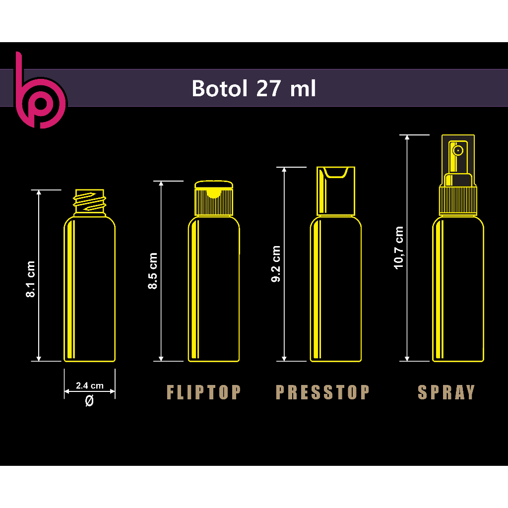 Botol PET 27ml BR Bening Tutup Fliptop