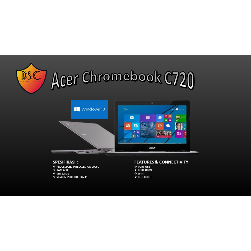 Laptop acer Chromebook C720/740 Ram 4gb Ssd 128gb ( second )