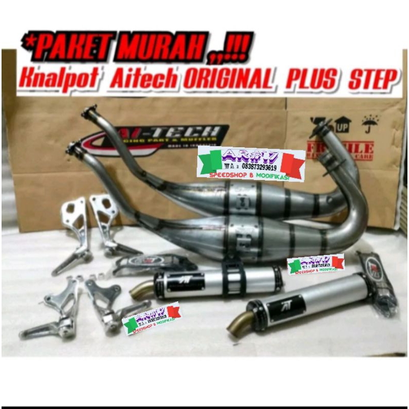 Knalpot Aitech Original New model Gen 2 Big Volume ORI Galvanis Plus step  paketan Ninja R /RR