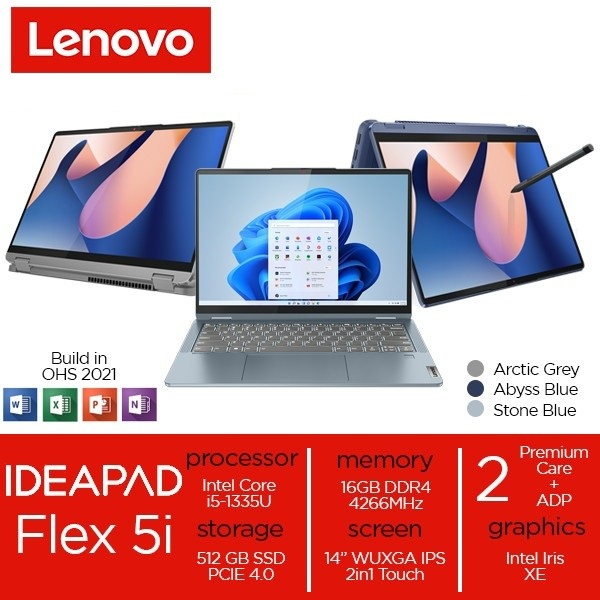 Lenovo Ideapad Flex 5i - i5-1335U - 16GB - 512GB SSD - 14&quot;WUXGA IPS Touch - W11 - OHS