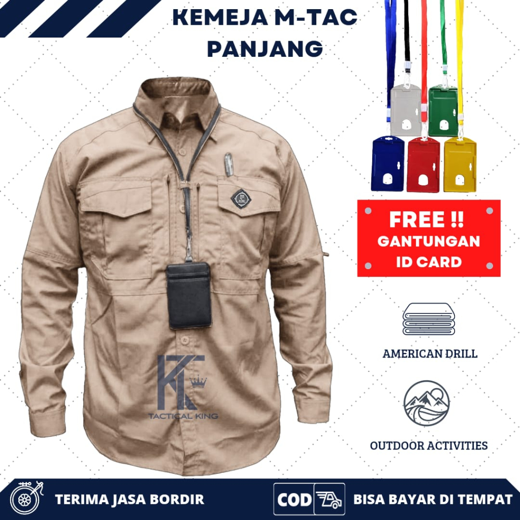 Grosir Kemeja Tactical M-TAC Free Gantungan ID Card  / Kemeja Reskrim / Kemeja BUMN / Kemeja Lapangan Bahan Drill / Kemeja Kantor / Kemeja Outdoor / Hem Pria / Bisa Di Gunakan Untuk Acara Formal Dan Casual