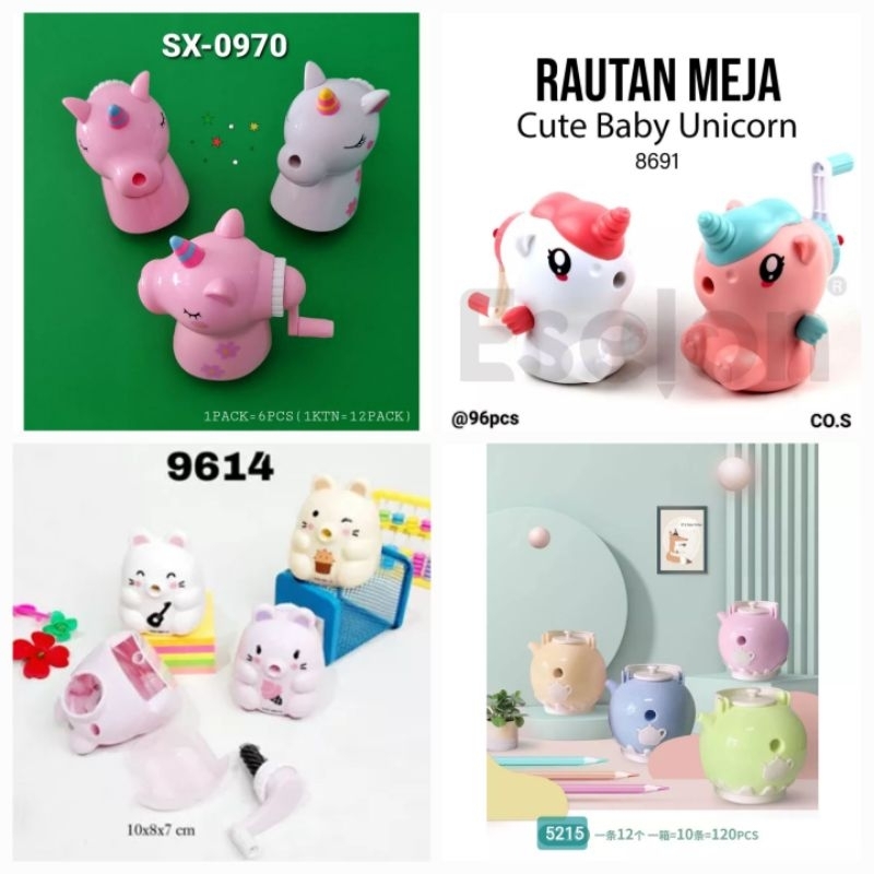 

[FREE BUBBLE+DUS] Serutan Rautan Meja Putar Duduk Kuda Unicorn SX-0970 Baby Unicorn 8691/KOALA 803/ TEKO 5215/ penguin 1203/ rabbit kelinci 864/SEPATU 0105/camera kamera /Cute Cat 9614 bebek duck/