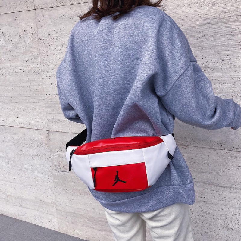 Air Jordan Leather Waistbag Kulit PU / Jordan Leather Bag / Tas Pinggang Jordan Kulit