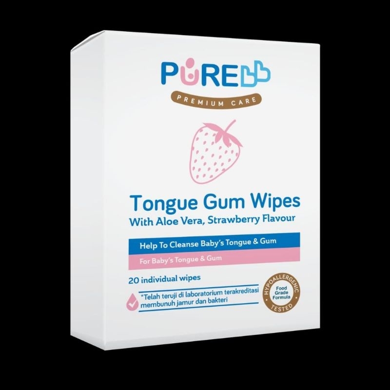 Purebb tongue gum wipes / tisu basah pembersih lidah dan gusi baby isi 20 lembar