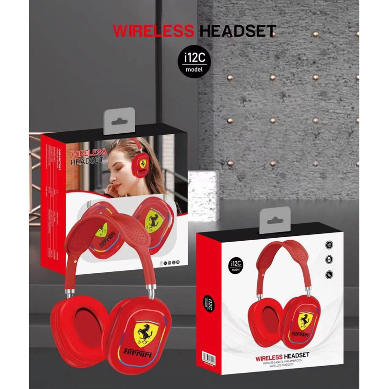 HEADPHONE BANDO BLUETOOTH / WIRELESS KARAKTER i12 FERRARI / i12 PORCHE / i12 LAMBORGINI