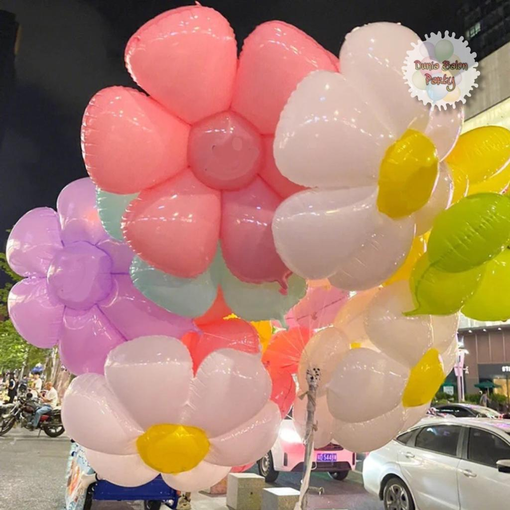 Balon Foil Bunga Matahari Warna Pastel / Balon Sunflower Polos