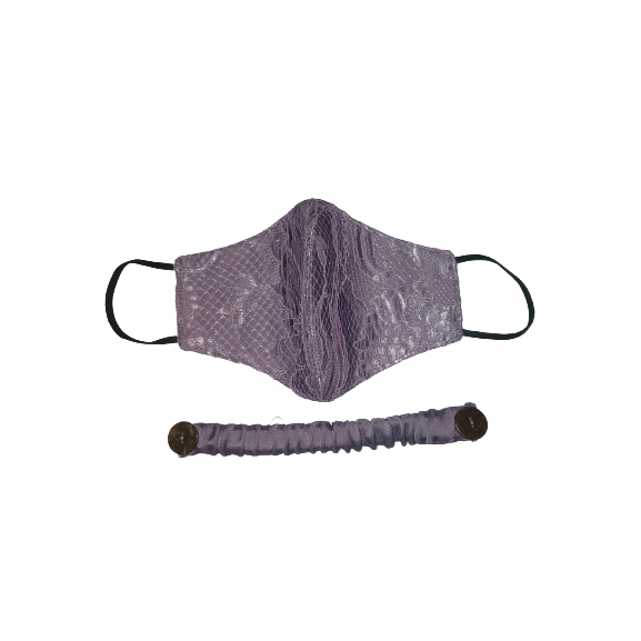 MASKER PESTA MASKER KAIN BROKAT CANTIK UNGU HEATHER PLUS KONEKTOR