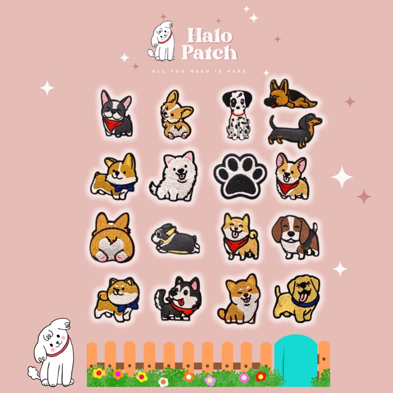 BORDIR PATCH DOG SERIES IRON ON/ PATCH BORDIR DOG / BORDIR PATCH DOG / IRON PATCH DOG