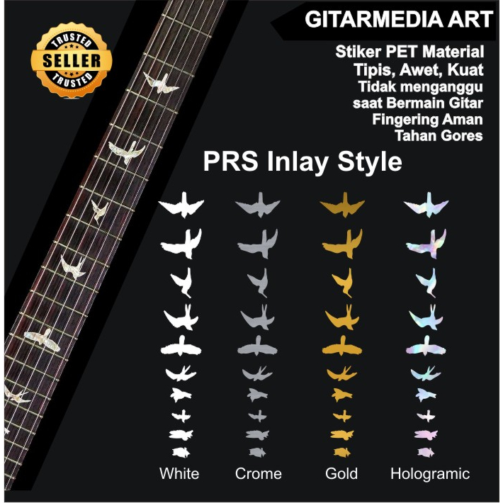 Inlay PRS stiker sticker fret gitar burung