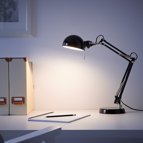 FORSA Lampu kerja, hitam / nikel / krem
