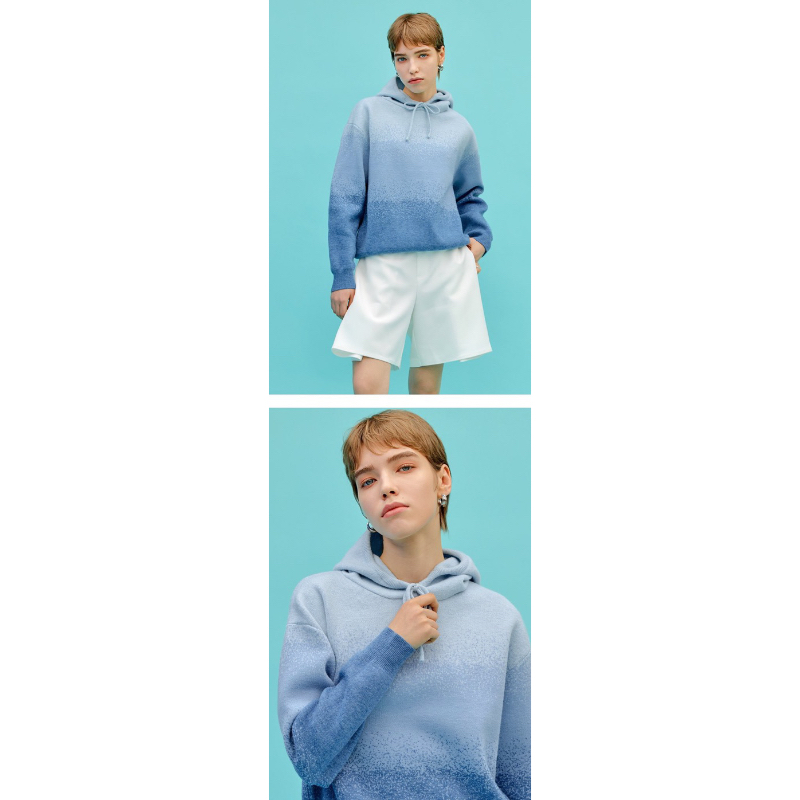 General idea Gradation Knit Hoodie Blue Haechan