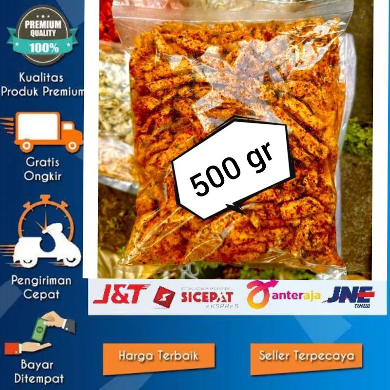 

500gr Basreng pedas daun jeruk pedas basreng viral rasa pedas daun jeruk 500 gr