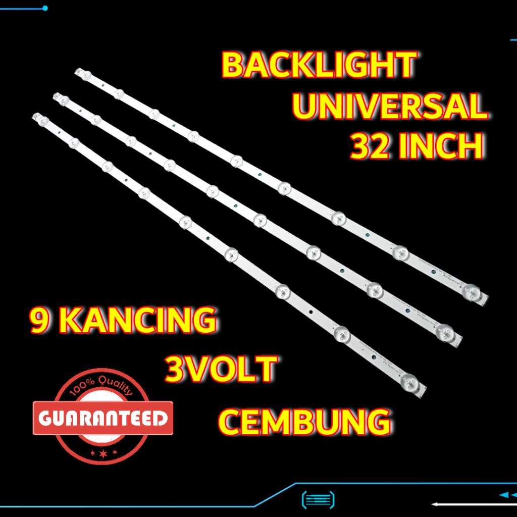 Backlight Universal 9K 3V 9 Kancing 3 Volt Cembung 32 Inch BL TV LED