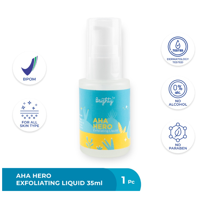 (+FREE GIFT) Brighty AHA HERO Exfoliating Liquid (Serum Pencerah Ketiak / Jerawat Punggung / Back Ac