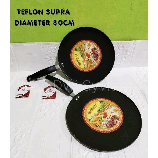 Supra panggangan Teflon Round grill 30 cm wajan penggorengan datar anti lengket