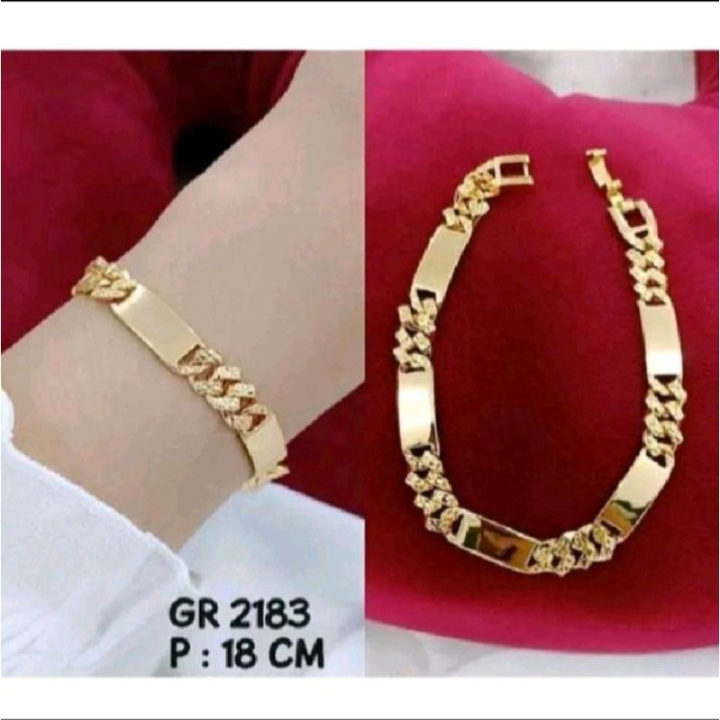 gelang plat polus titanium asli berlapis emas