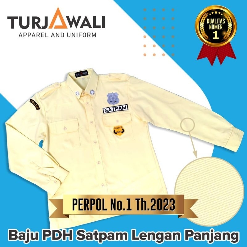 Atasan seragam pdh crem lengan panjang , seragam pdl sus satpam security crem , seragam pdh satpam t