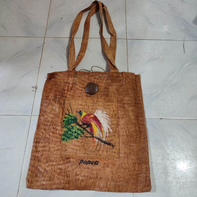 Tas Noken Papua Totebag Cendrawasih Kulit Kayu Untuk Pria Wanita