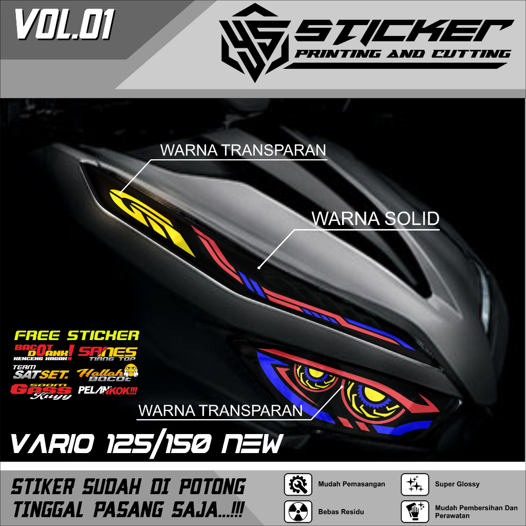 STIKER Alis lampu vario new 2018-2021 new 2023 125/150 - variasi lampu alis vario new 125/150. Vol -