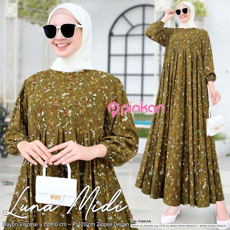 KIARA,,HANA,TIARA,DANIA,LUNA,BUNGA  Midi Dress Ori by Pinkan