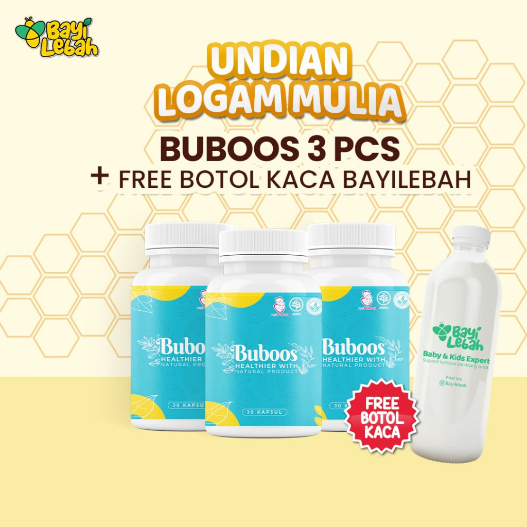 Buboos (Bunda Booster) | Asi Booster Bayi Bunda | 30 Kapsul | Dapat 3 Botol | Alami | Suplemen Membantu Melancarkan ASI