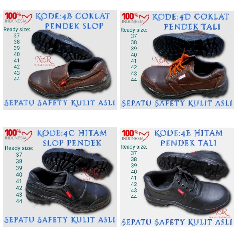 Sepatu safety BOOT RESLETING kulit sapi asli hitam finish semir slip on sepatu proyek ujung ada besi Pengaman