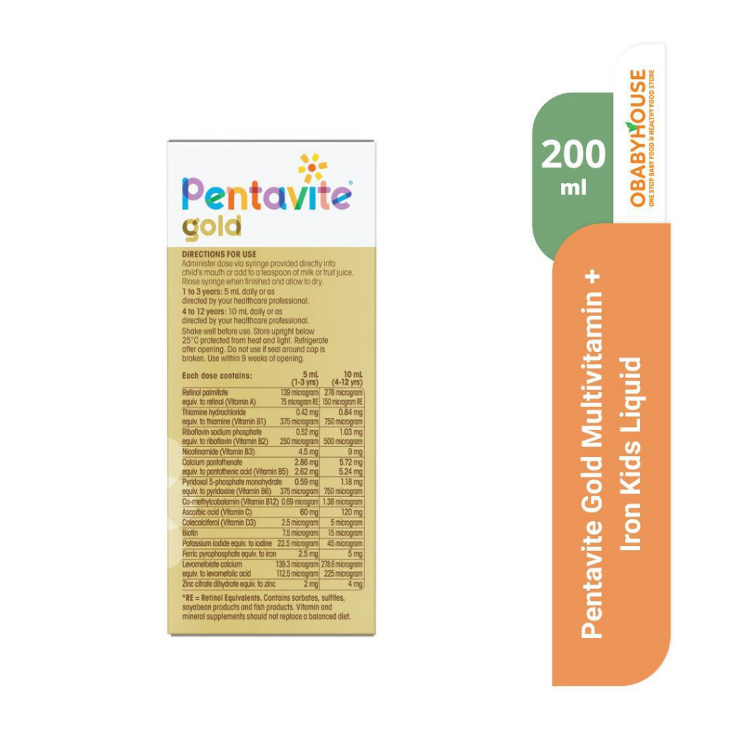 Pentavite GOLD Multivitamin + Iron Kids Liquid 200 ml